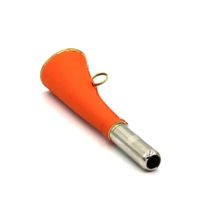 Sygnałówka myśliwska - Gięta Płaska w Skórze pomarańczowej 16cm