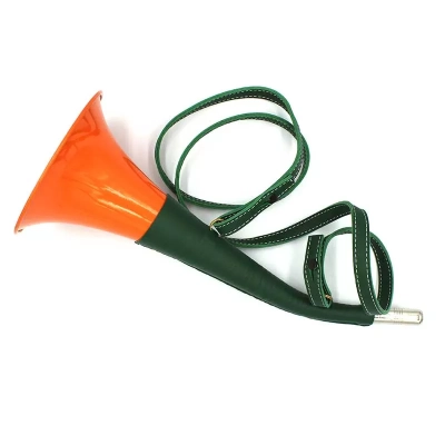 Trąbka sygnałowa - Pomarańczowa w zielonej skórze 36 cm | Myśliwska