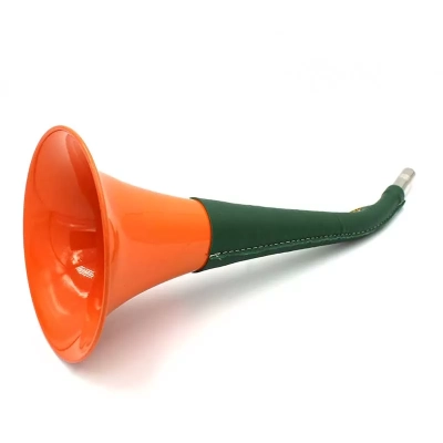 Trąbka sygnałowa - Pomarańczowa w zielonej skórze 36 cm | Myśliwska