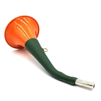 Trąbka sygnałowa - Pomarańczowa w zielonej skórze 36 cm | Myśliwska