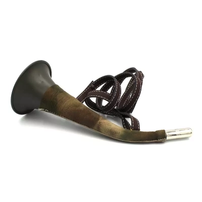 Trąbka sygnałowa - Zielona w skórze camo 28 cm | Myśliwska